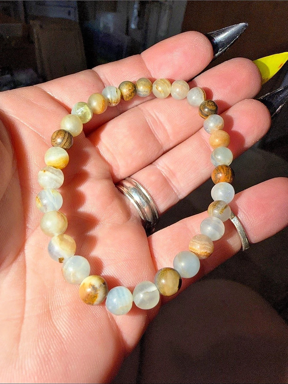 Natural Stone Beaded Stretch Bracelet